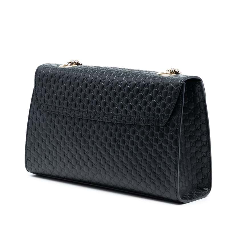 Gucci Medium Microguccissima Emily Shoulder Bag Black Leather Very good condition - Back View