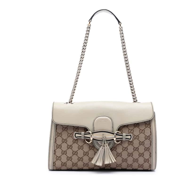 Gucci Medium GG Canvas Emily Shoulder Bag Beige Very good condition - Front View