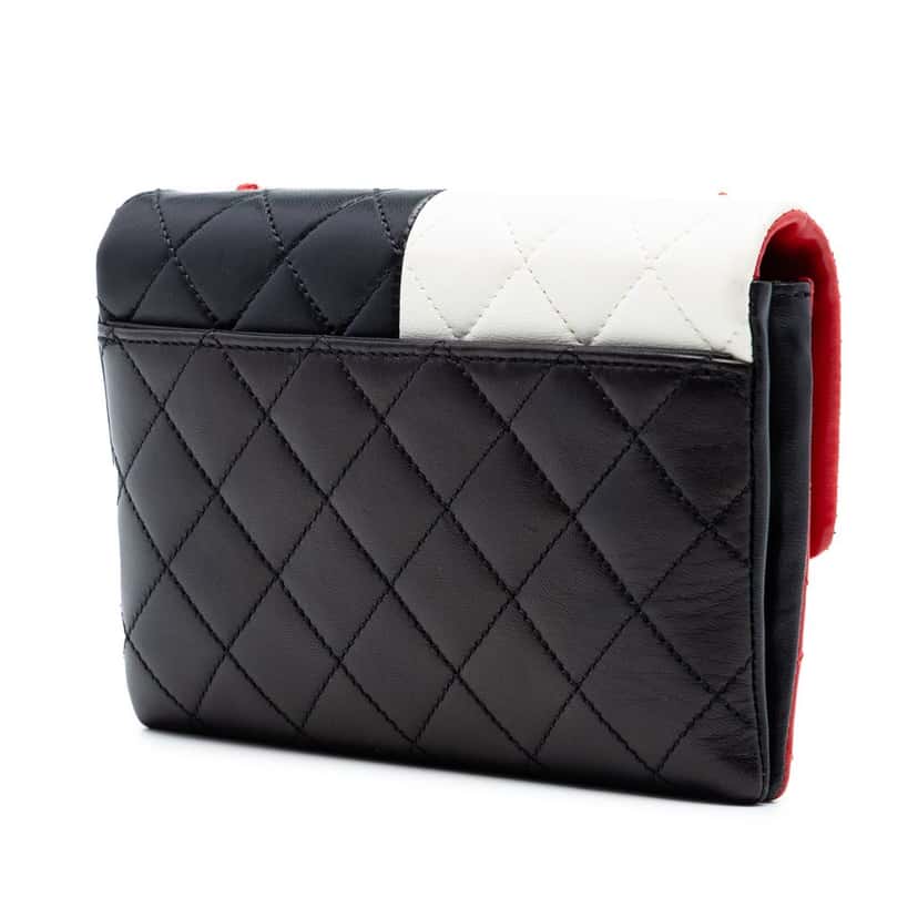 Chanel Quilted Lambskin Colorblock Pagoda Flap Black Leather Very good condition - Back View