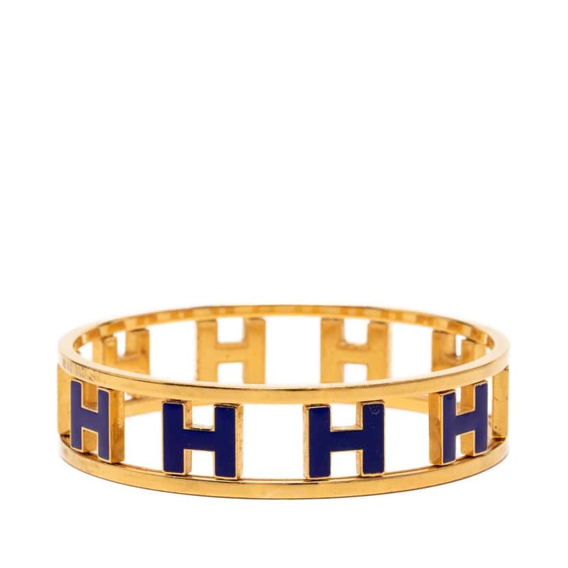 Hermès Gold Plated Enamel Rondo Ash H Bangle Gold Metal Very good condition - Back View