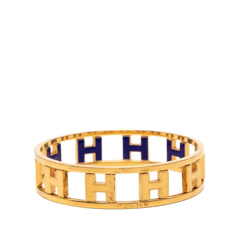 Hermès Gold Plated Enamel Rondo Ash H Bangle Gold Metal Very good condition - Box View