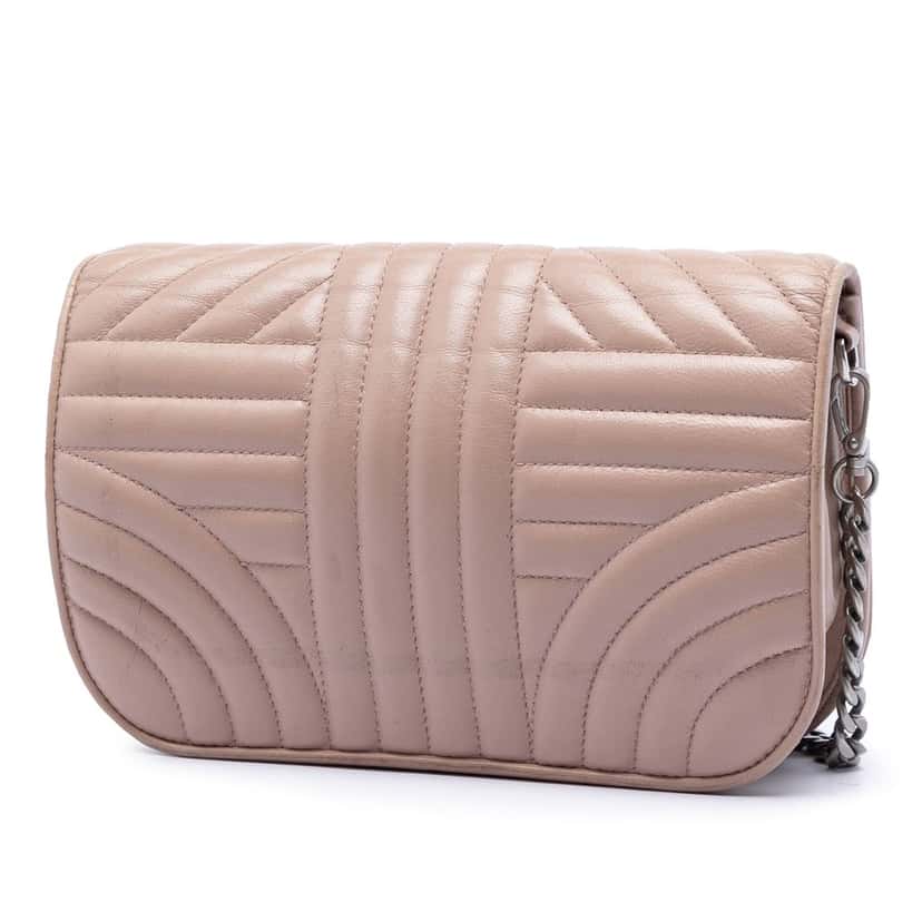 Prada Mini Soft Calf Impunture Diagramme Crossbody Brown Leather Very good condition - Back View