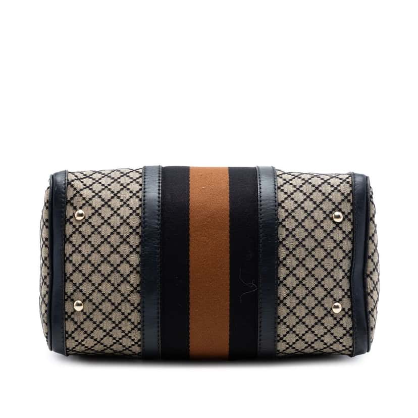 Gucci Medium Diamante Canvas Web Joy Boston Bag Beige Very good condition - Inside View