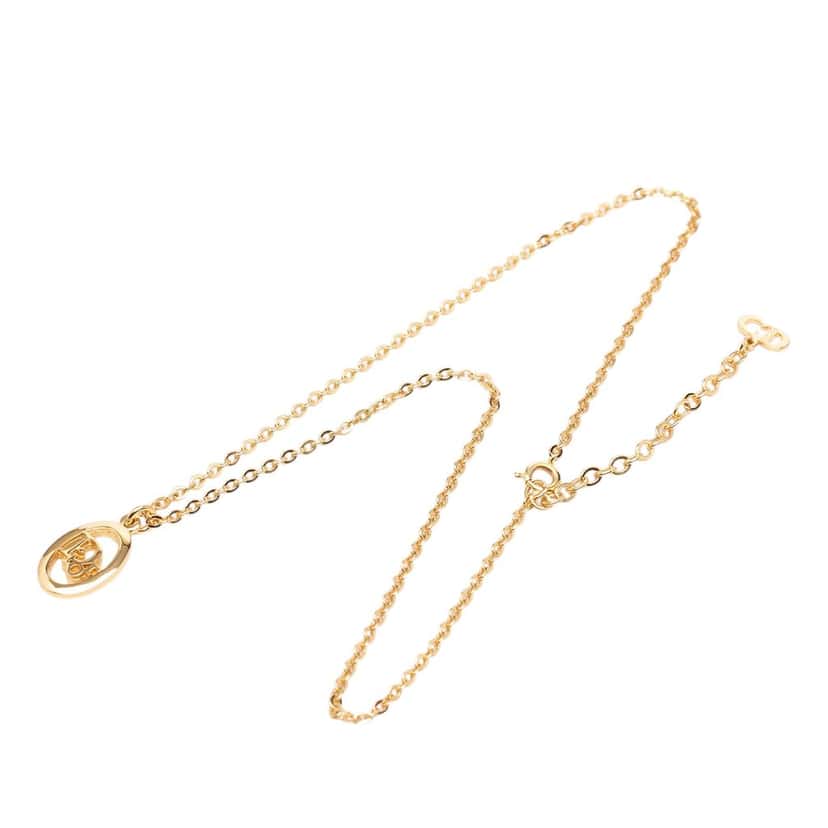 Dior Gold Plated Petit CD Logo Pendant Necklace Gold Metal Very good condition - Front View