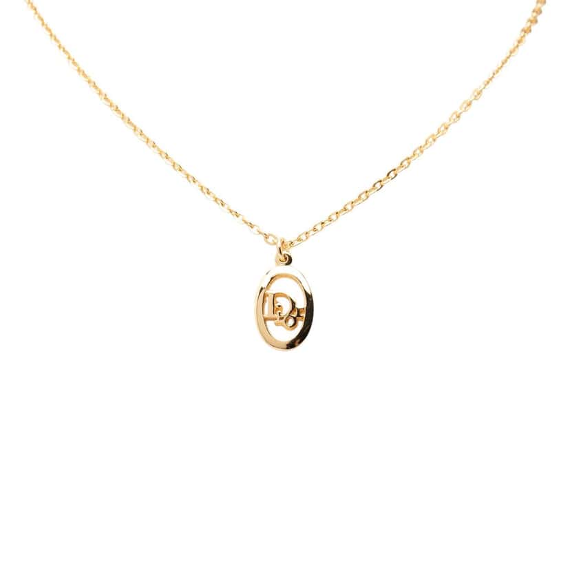 Dior Gold Plated Petit CD Logo Pendant Necklace Gold Metal Very good condition - Back View