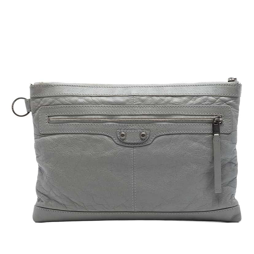 Balenciaga Lambskin Motocross Classic Clip M Clutch Other Leather Very good condition - Front View