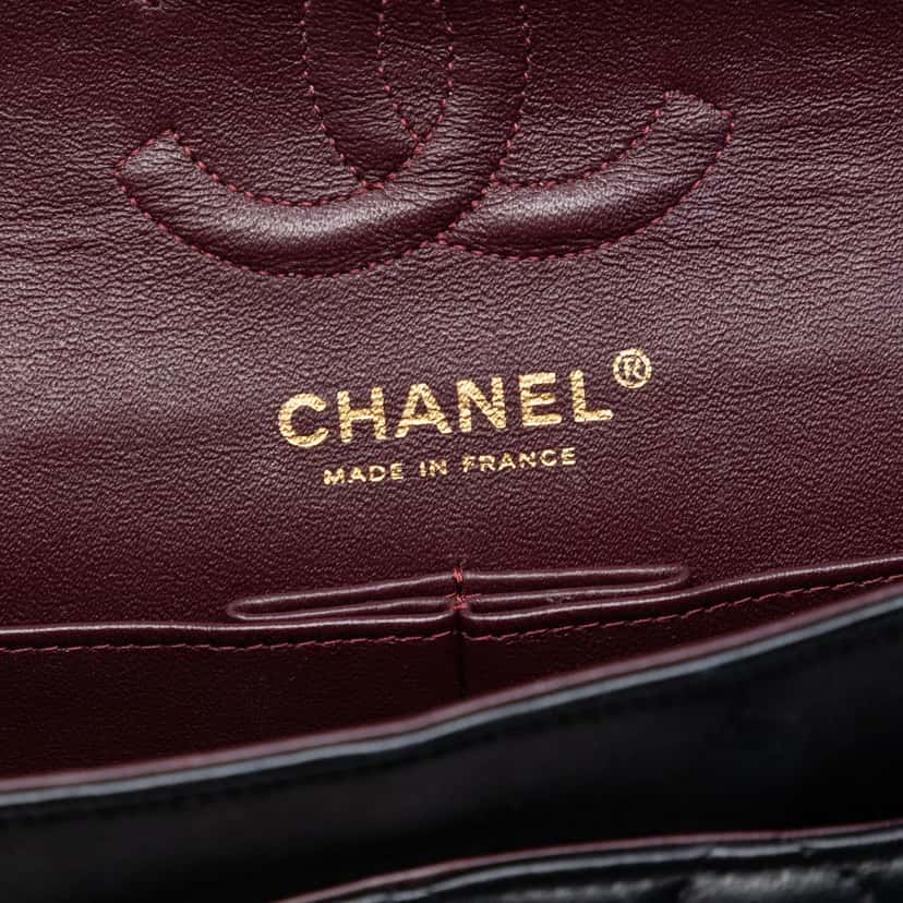 Chanel Small Classic Lambskin Double Flap Black Leather Good condition - Box View