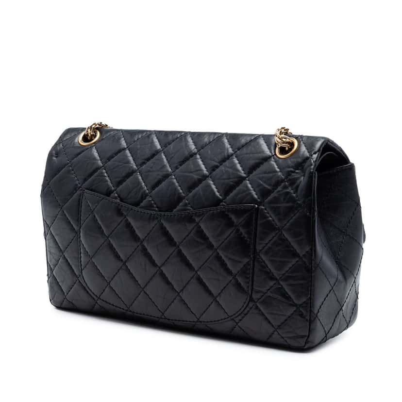 Chanel Quilted Aged Calfskin Reissue 2.55 Double Flap 226 Black Leather Very good condition - Back View