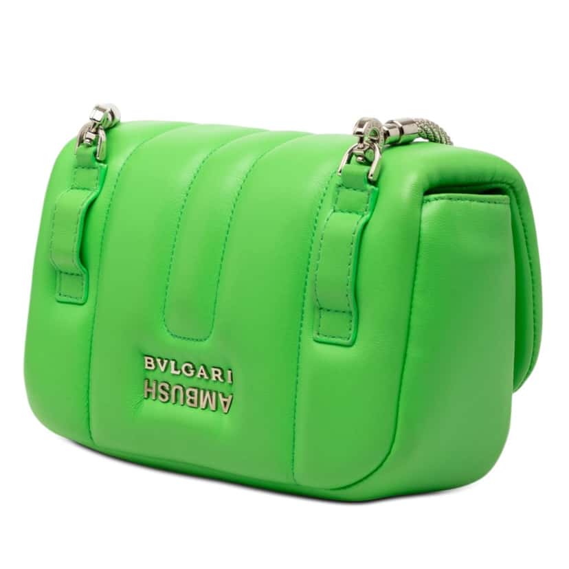 Bvlgari Ambush Nappa Serpenti Convertible Belt Bag Green Leather Very good condition - Back View