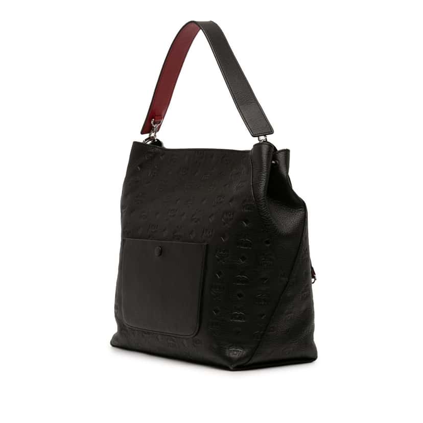 MCM Large Visetos Embossed Calfskin Klara Hobo Black Leather Very good condition - Back View