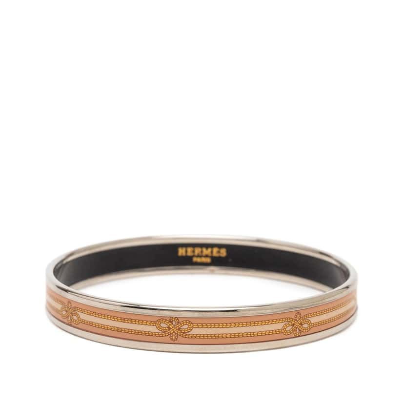 Hermès Narrow Enamel Intertwined Rope Bangle 62 Pink Very good condition - Front View