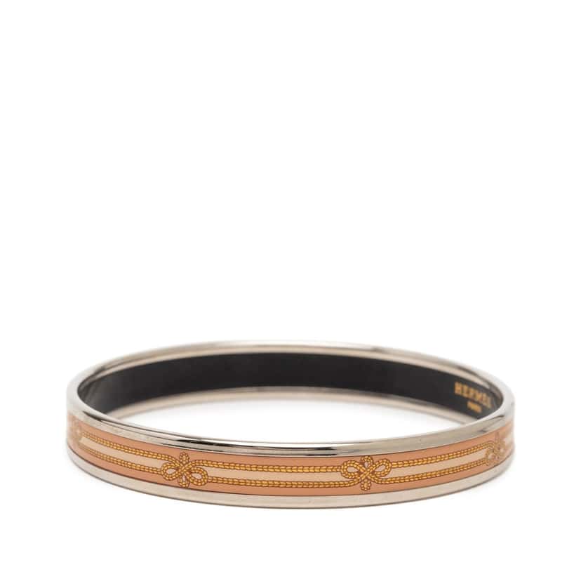 Hermès Narrow Enamel Intertwined Rope Bangle 62 Pink Very good condition - Back View