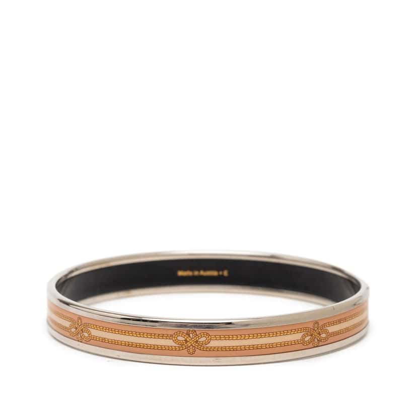 Hermès Narrow Enamel Intertwined Rope Bangle 62 Pink Very good condition - Inside View