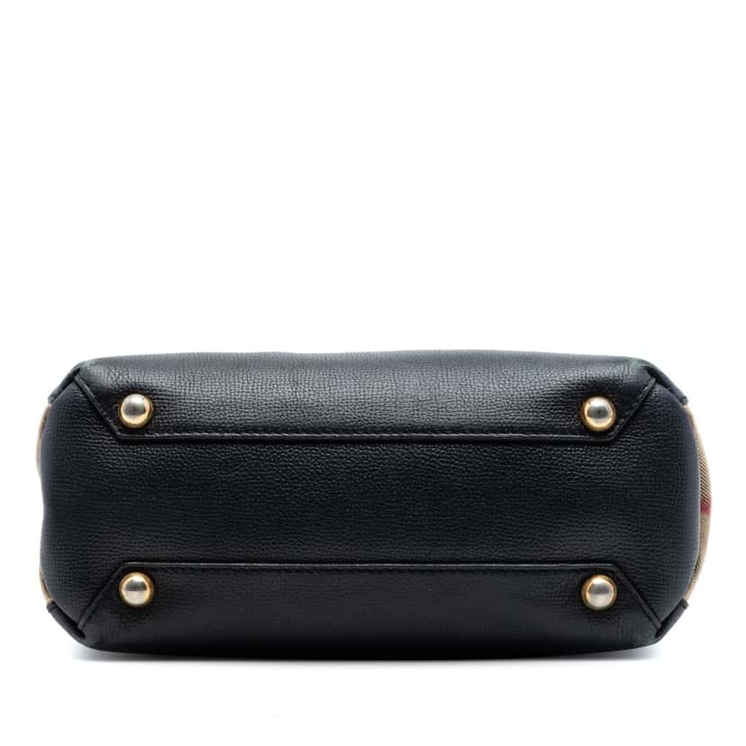 Burberry Small Derby Calfskin and House Check Banner Satchel Black Leather Very good condition - Inside View