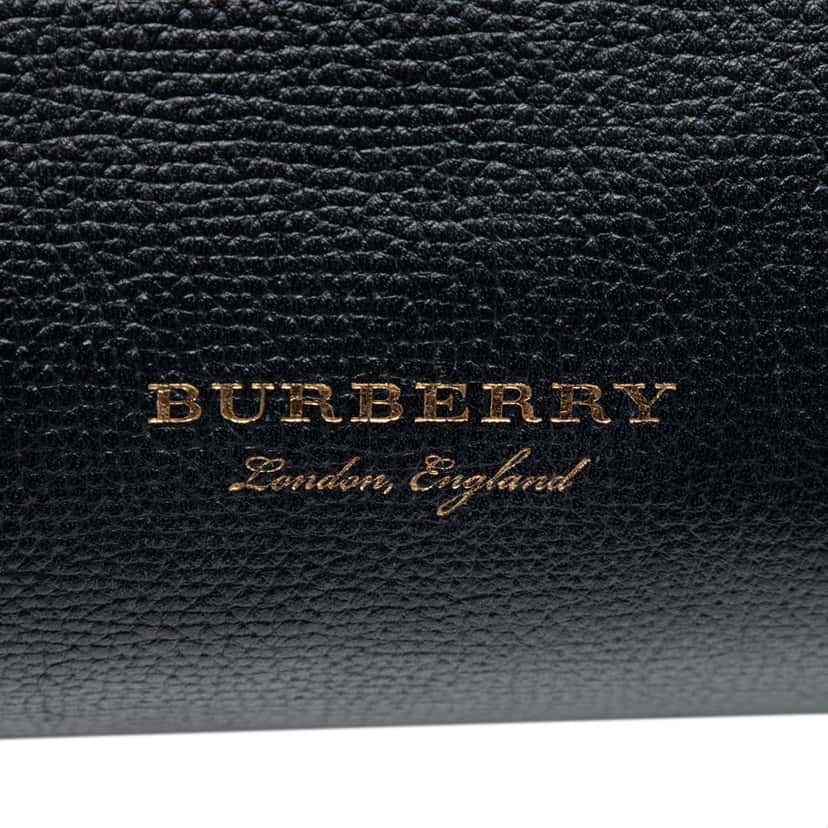 Burberry Small Derby Calfskin and House Check Banner Satchel Black Leather Very good condition - Box View