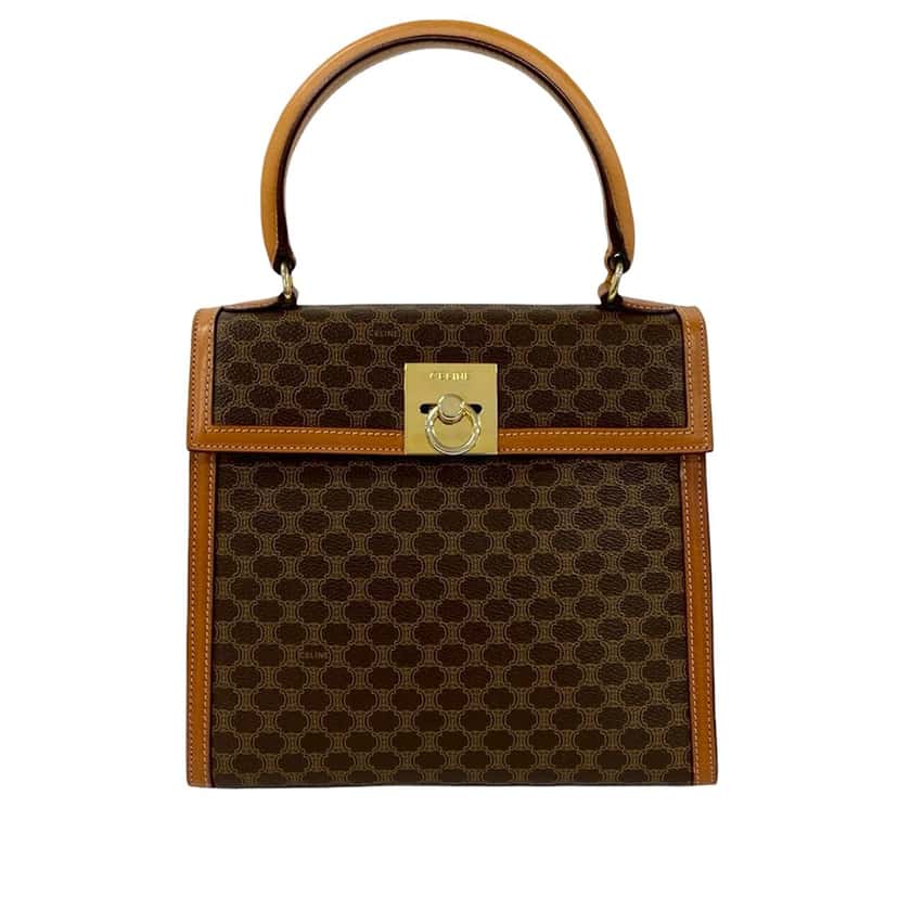 Celine Macadam Coated Canvas Top Handle Bag Brown Very good condition - Front View