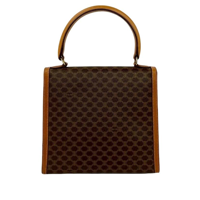 Celine Macadam Coated Canvas Top Handle Bag Brown Very good condition - Back View