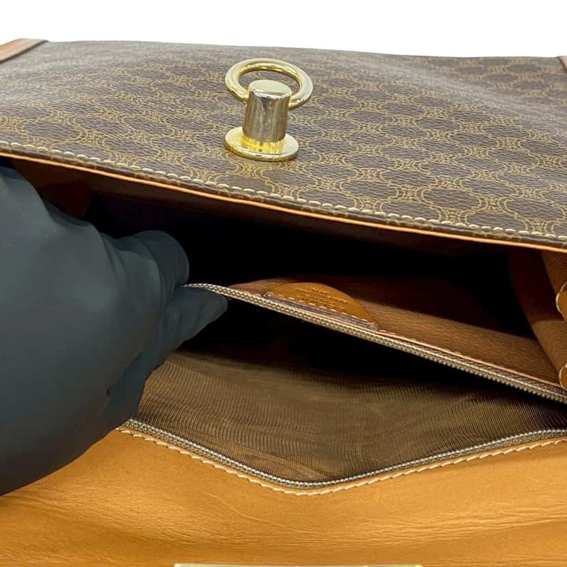 Celine Macadam Coated Canvas Top Handle Bag Brown Very good condition - Model View