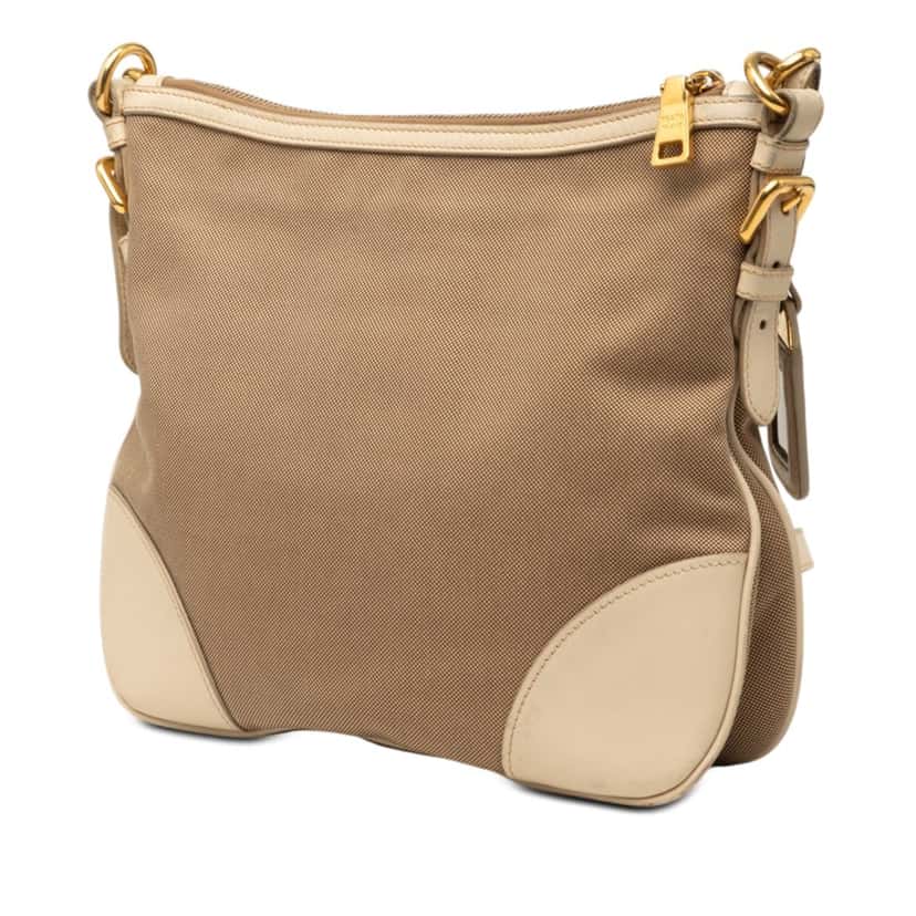 Prada Canvas Canapa Logo Crossbody Brown Very good condition - Back View