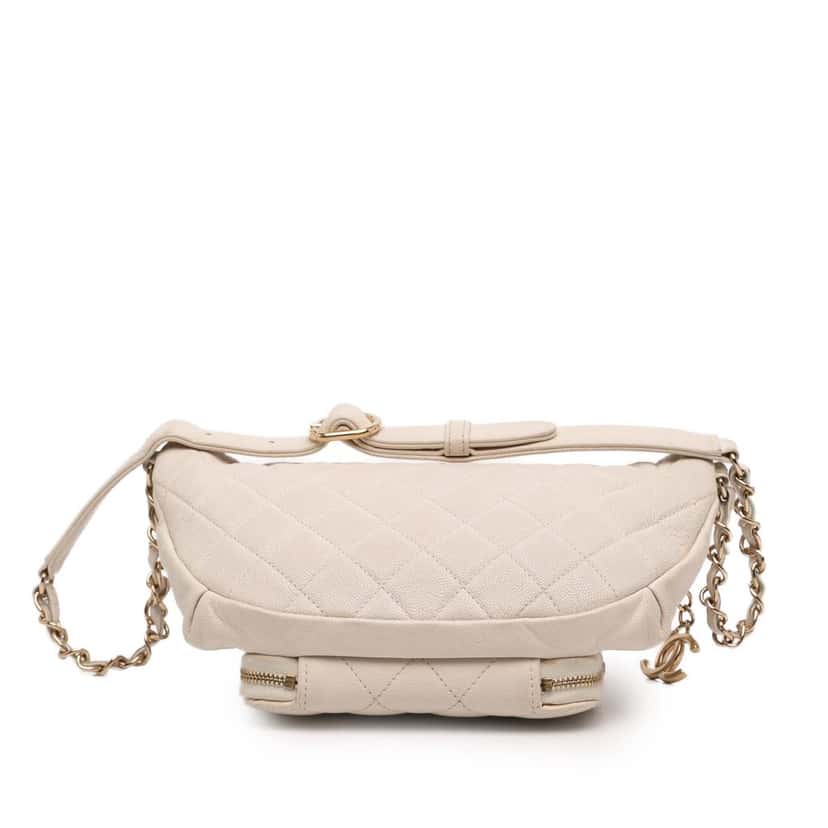 Chanel Quilted Caviar Business Affinity Belt Bag White Leather Very good condition - Inside View