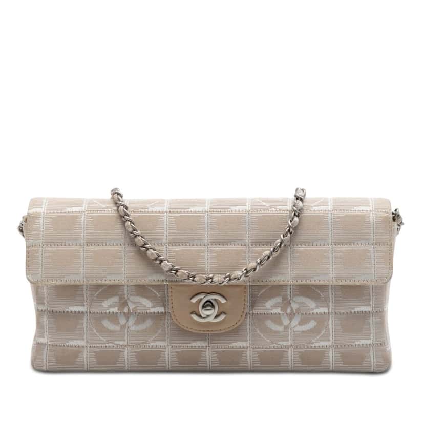 Chanel New Travel Line Nylon East West Flap Beige Very good condition - Front View