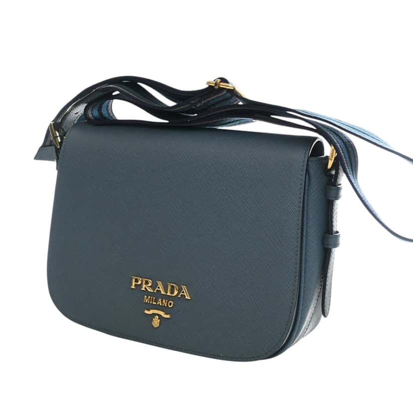 Prada Saffiano Flap Crossbody Blue Leather Very good condition - Inside View