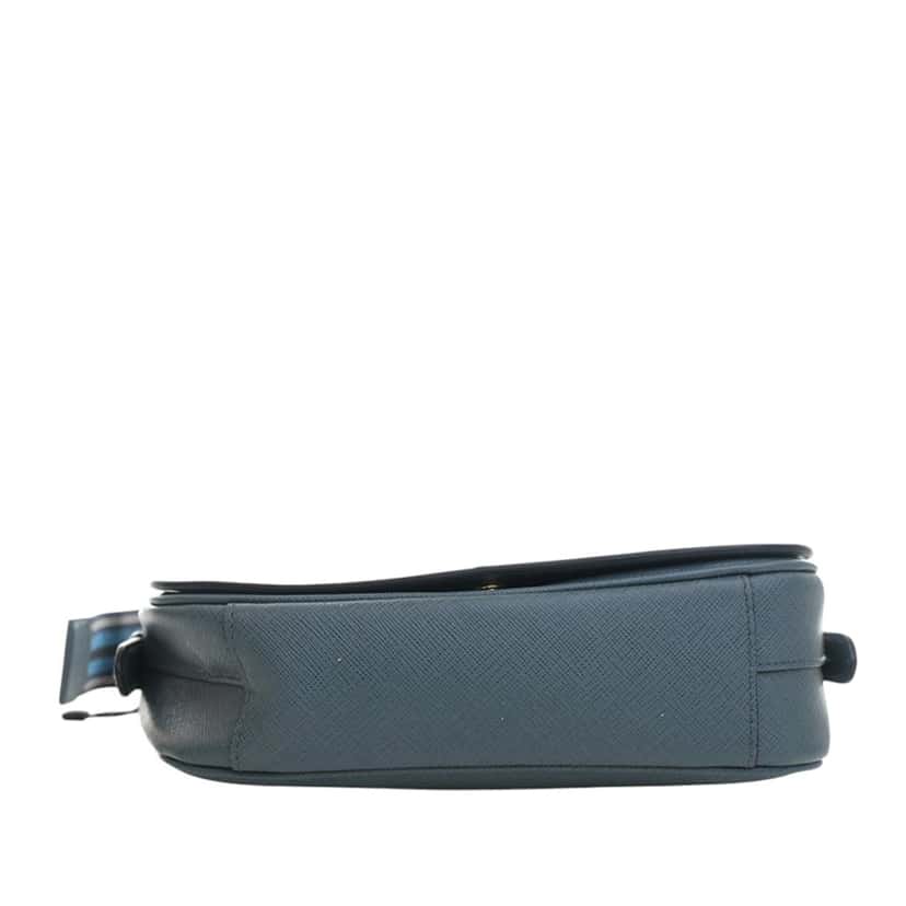 Prada Saffiano Flap Crossbody Blue Leather Very good condition - Box View