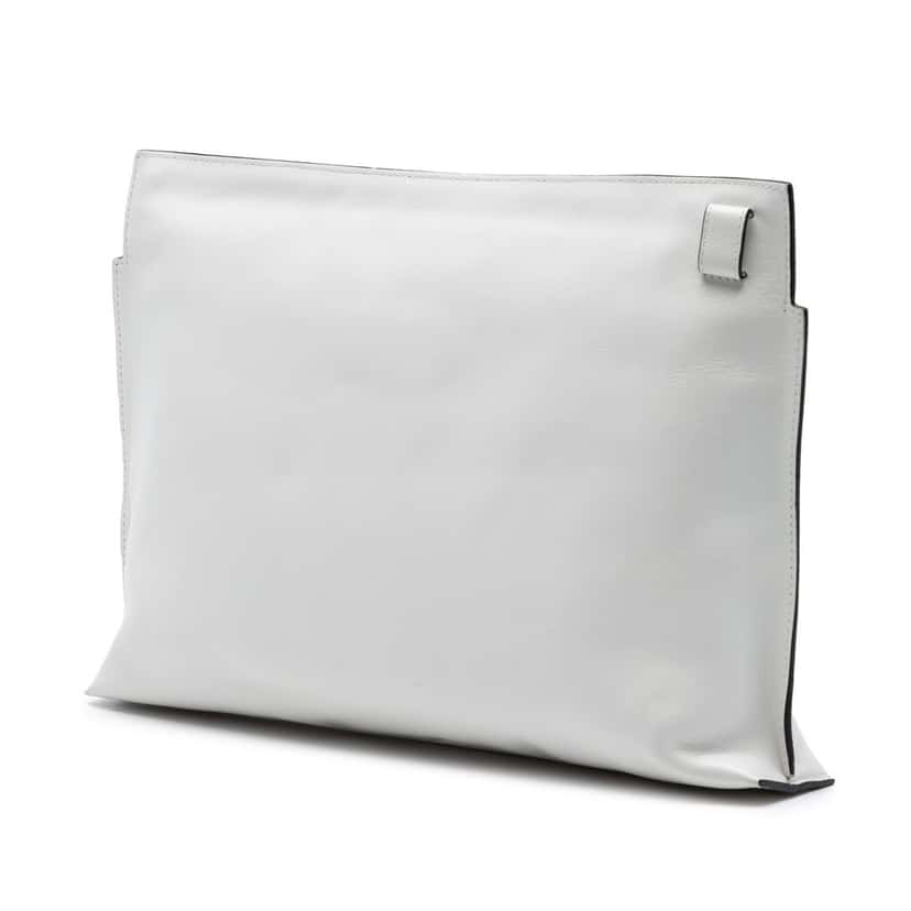 Loewe Leather Anagram T Pouch White Leather Very good condition - Back View
