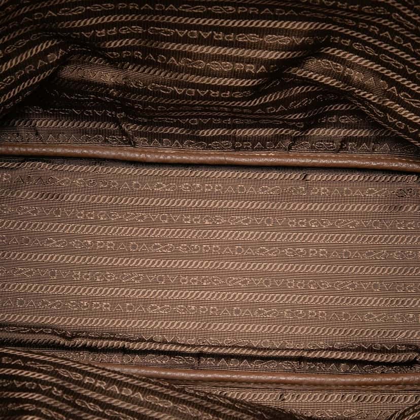 Prada Vitello Daino Side Zip Shopper Tote Brown Leather Very good condition - Model View