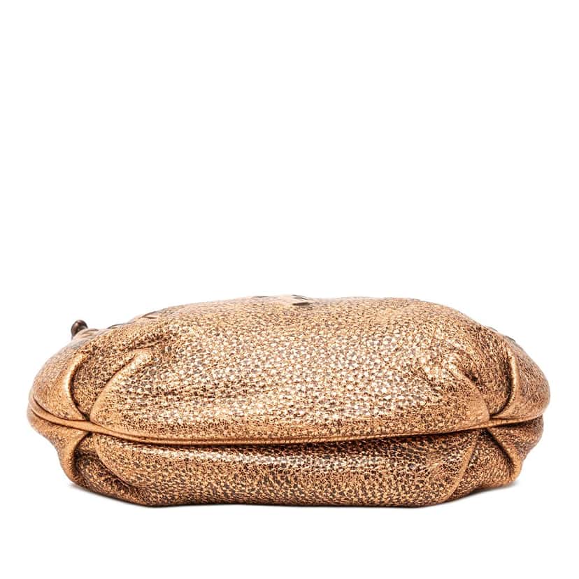 Bottega Veneta Intrecciato Trimmed Metallic Leather Crossbody Gold Leather Very good condition - Inside View