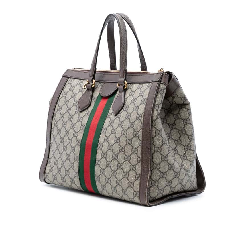 Gucci GG Supreme Ophidia Satchel Beige Very good condition - Back View