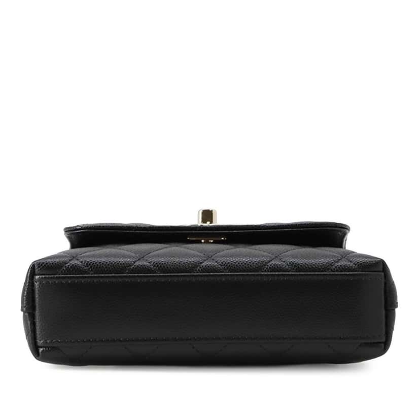 Chanel Extra Mini Quilted Caviar Coco Top Handle Bag Black Leather Very good condition - Inside View