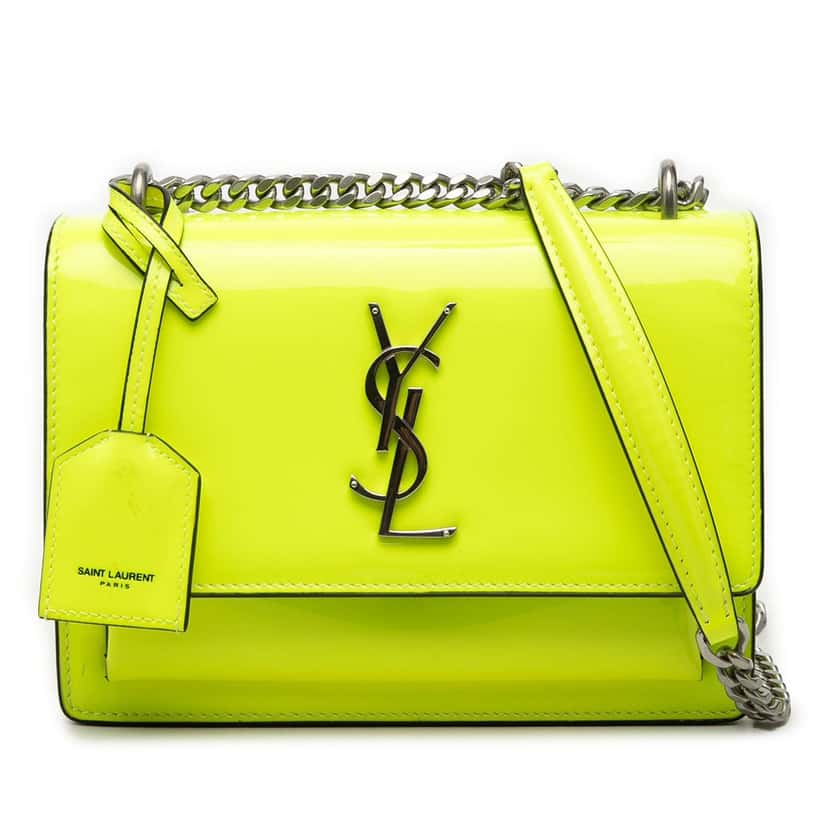 Saint Laurent Small Patent Monogram Sunset Crossbody Yellow Leather Very good condition - Front View