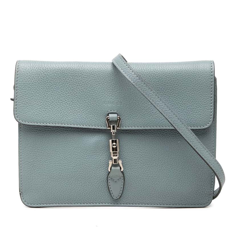 Gucci Calfskin Soft Jackie Convertible Crossbody Blue Leather Very good condition - Front View