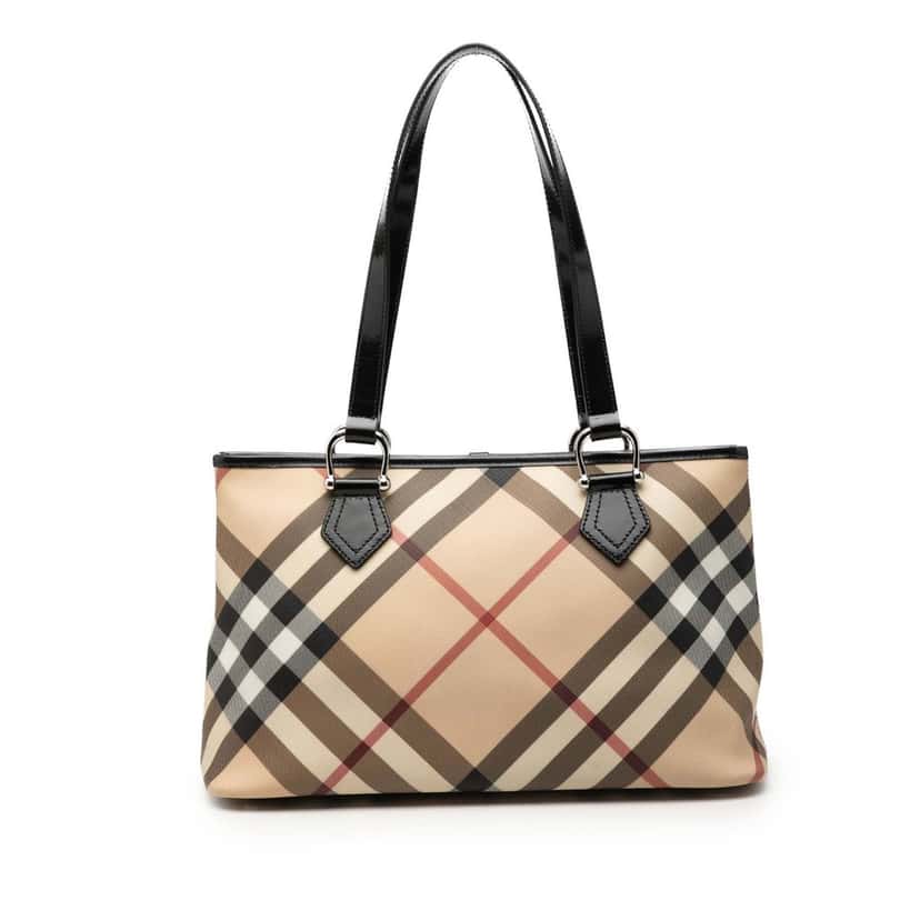 Burberry Supernova Check Coated Canvas Tote Beige Very good condition - Front View
