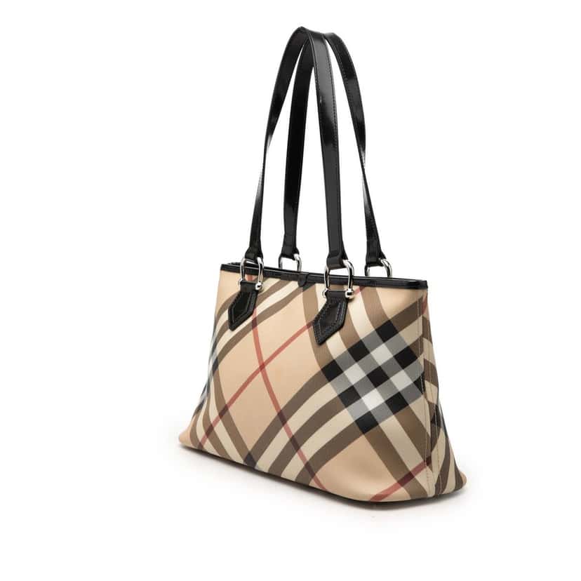 Burberry Supernova Check Coated Canvas Tote Beige Very good condition - Back View