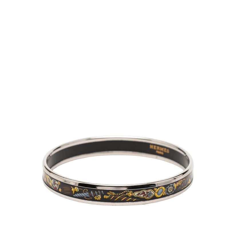 Hermès Narrow Qu Importe Le Flacon Enamel Bangle 62 Black Very good condition - Back View