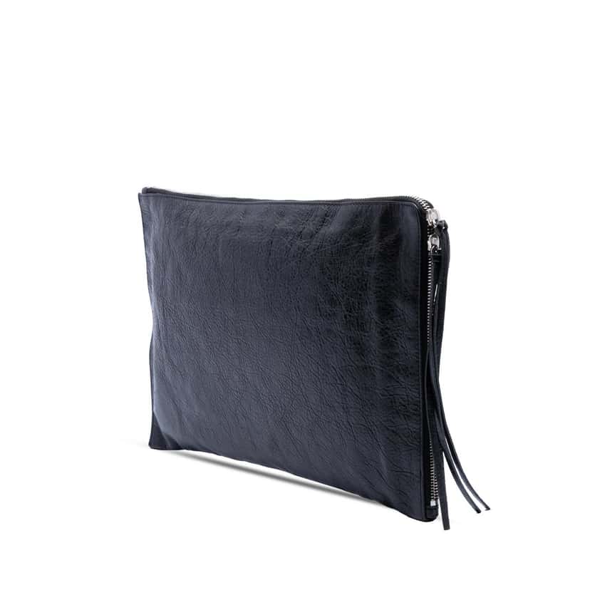 Balenciaga Lambskin Motocross Classic Zip Around Flat Clutch Black Leather Very good condition - Back View