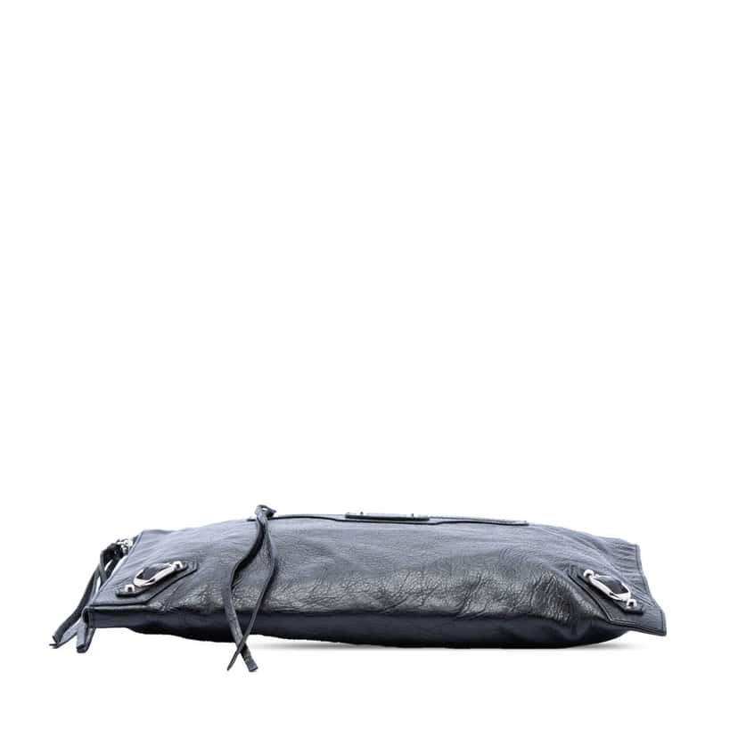 Balenciaga Lambskin Motocross Classic Zip Around Flat Clutch Black Leather Very good condition - Inside View