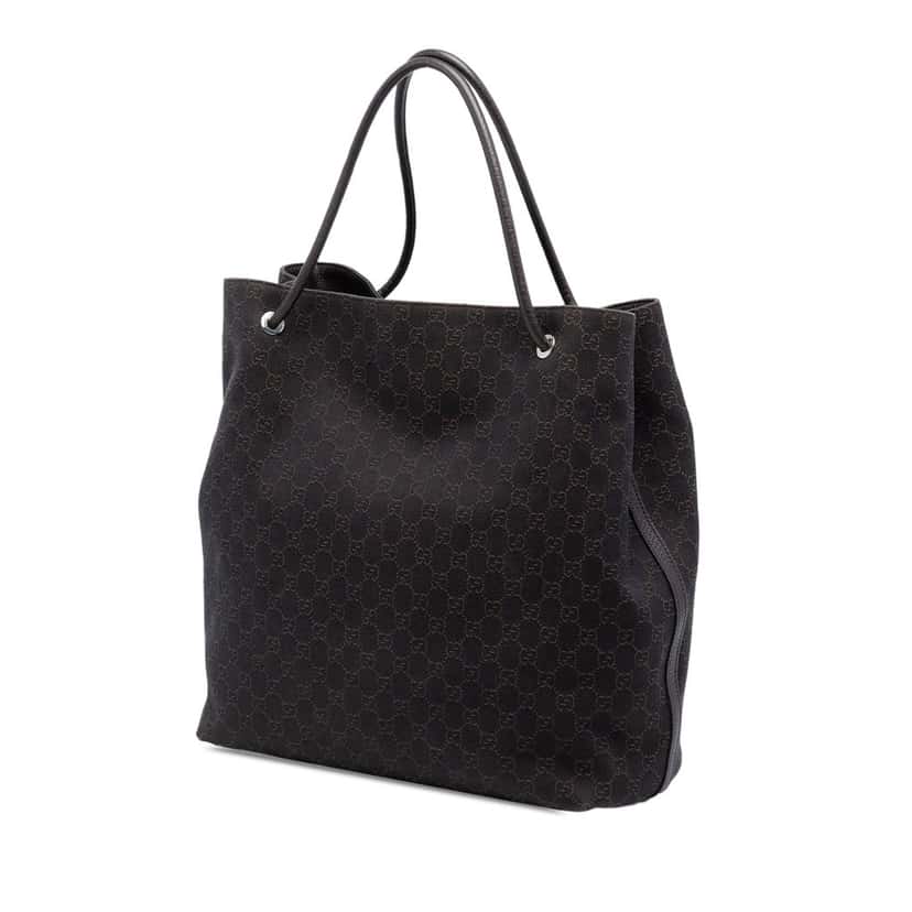 Gucci Large GG Denim Gifford Tote Brown Very good condition - Back View