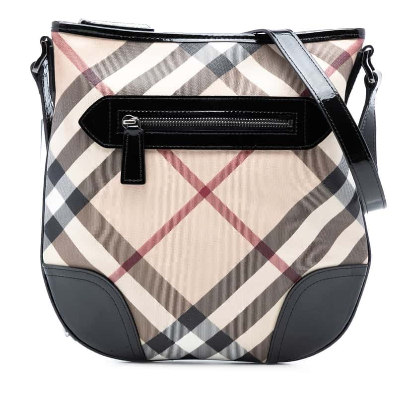 Burberry Supernova Check Coated Canvas Dryden Crossbody Beige Very good condition - Front View