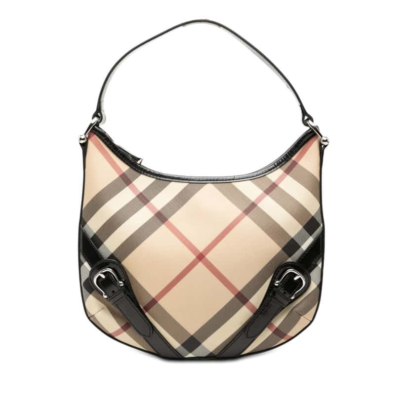 Burberry Supernova Check Coated Canvas Larkin Hobo Beige Very good condition - Front View