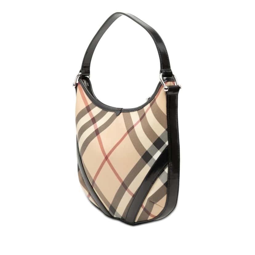 Burberry Supernova Check Coated Canvas Larkin Hobo Beige Very good condition - Back View