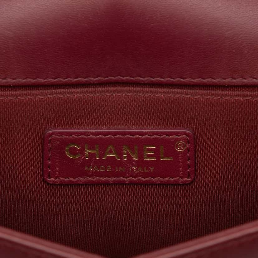 Chanel Small Quilted Lambskin and Braided Tweed Jacket Boy Flap Red Very good condition - Box View