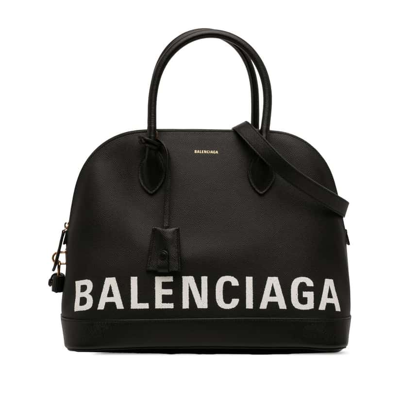 Balenciaga Grained Calfskin Ville Top Handle Bag M Black Leather Very good condition - Front View