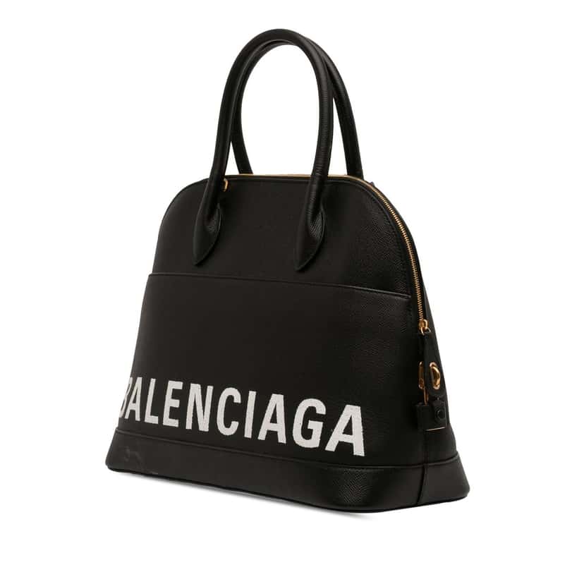 Balenciaga Grained Calfskin Ville Top Handle Bag M Black Leather Very good condition - Back View