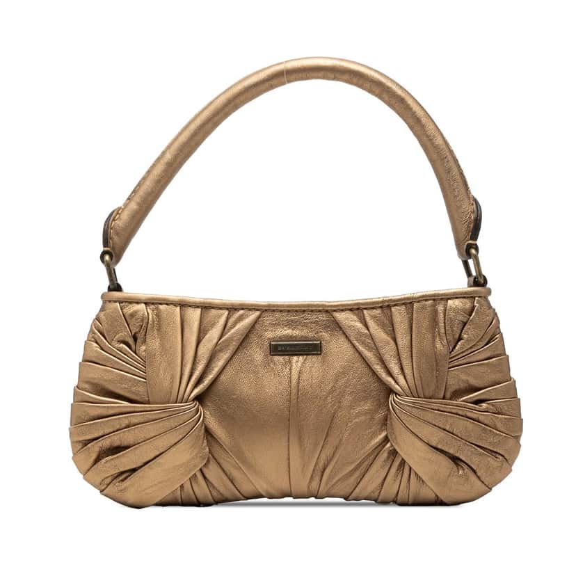 Burberry Metallic Leather Sling Knot Shoulder Bag Gold Leather Very good condition - Front View