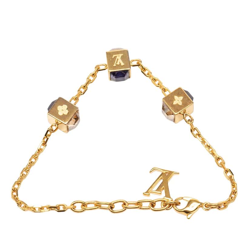 Louis Vuitton Gold Plated Gamble Strass Bracelet Gold Metal Very good condition - Back View