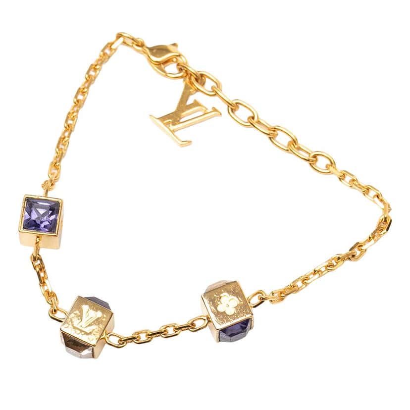 Louis Vuitton Gold Plated Gamble Strass Bracelet Gold Metal Very good condition - Inside View