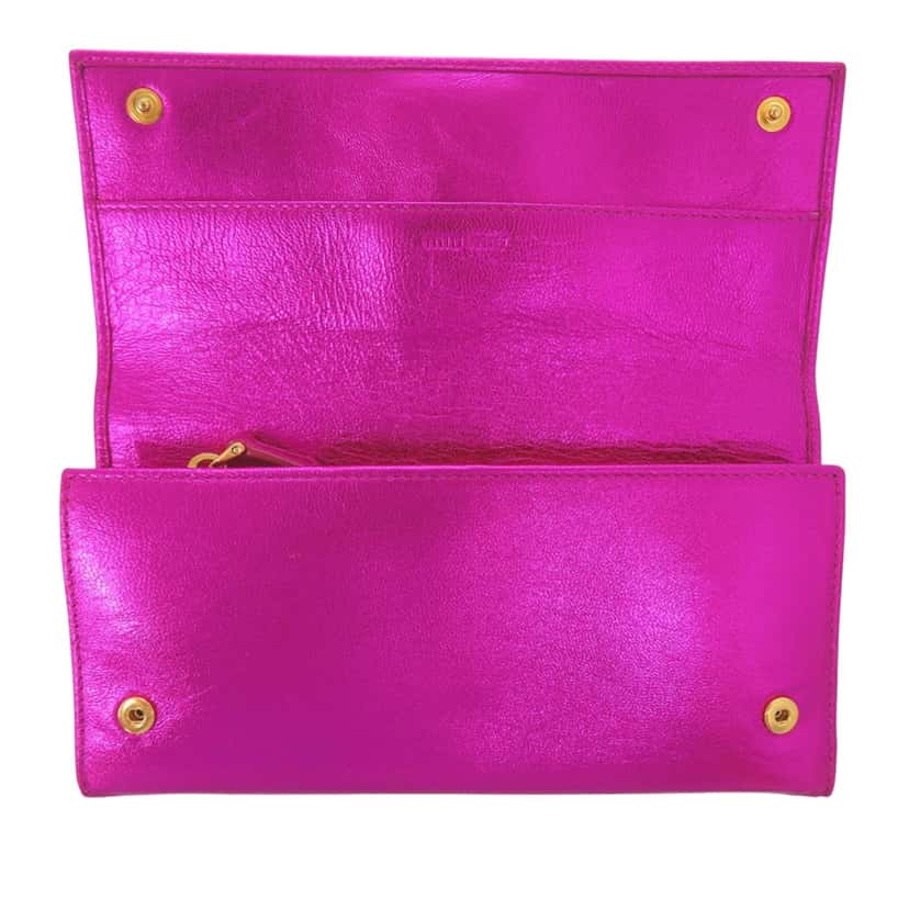 Miu Miu Metallic Leather Long Wallet Pink Leather Very good condition - Inside View